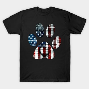 Patriotic Dog Paw American Flag Wall T-Shirt Gift For 4th Of July T-Shirt